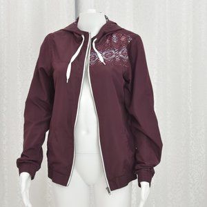 Burgundy Windbreaker W/ Intricate Half Chest Design